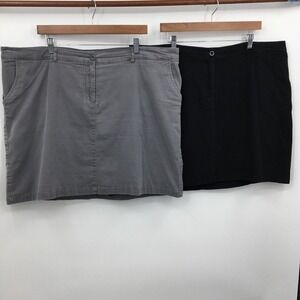 Ellos Stretch Cotton Twill Skort Skirt Bundle Womens 20 Black Grey Casual Preppy